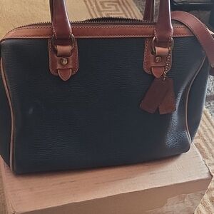 Vintage blue and Brown Coach Speedy Leather Handbag